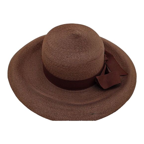Vintage Union Made Harzfeld's Kansas City Brown Summer Straw Hat Vacation Church - Picture 14 of 16